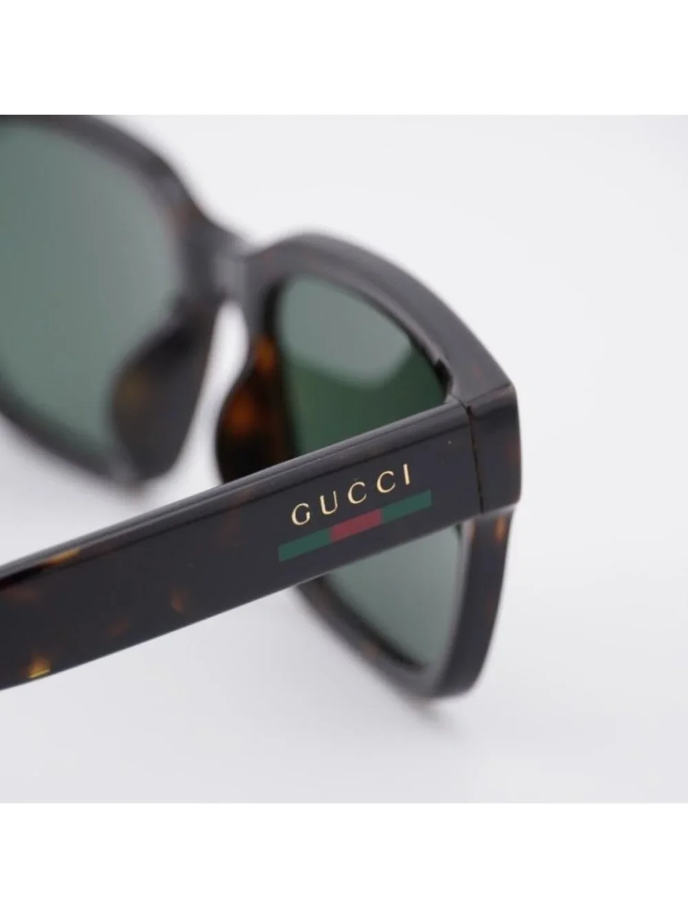 Gucci GG1857SK 002 Sunglasses Havana Square Frame, Green Lenses